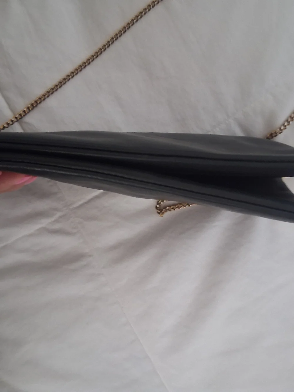 Ann Taylor Black Wristlet Clutch with Gold Chain